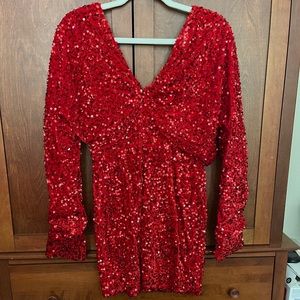 Red Sequin Mini Dress